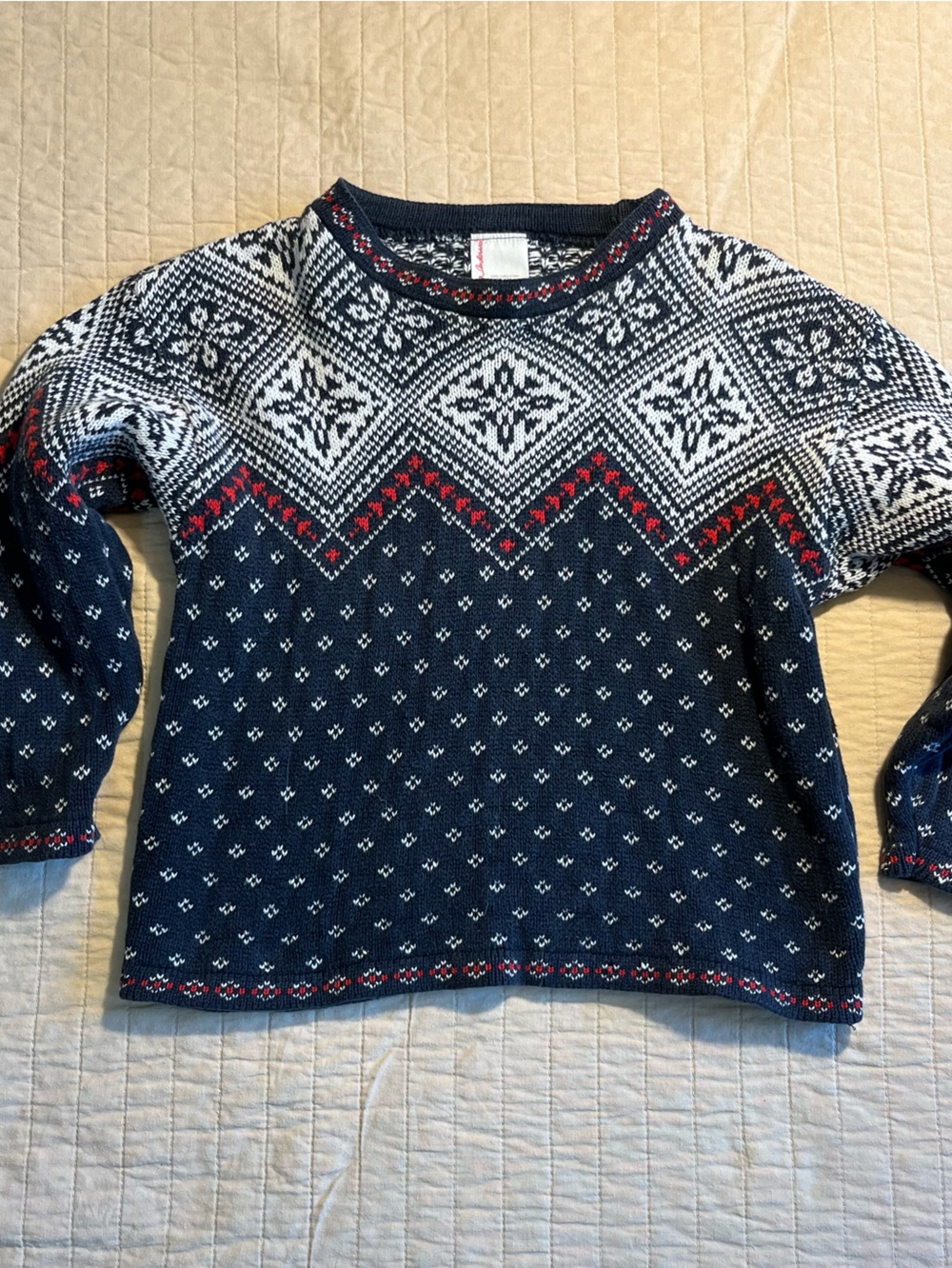 Hanna Andersson Navy, White & Red Fair Isle Crewneck Sweater